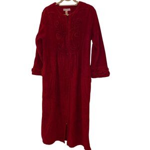 Bath Robes Womens Robe Size Small Red Chenille Full Length Retro Pure Cotton